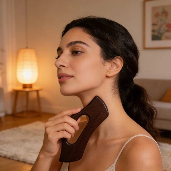 Utilisation gua sha corps bois