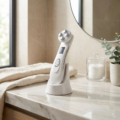 appareil massage visage trois tetes, schéma peau