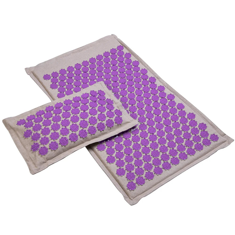 2 pcs gris violet tapis acupression avec coussin