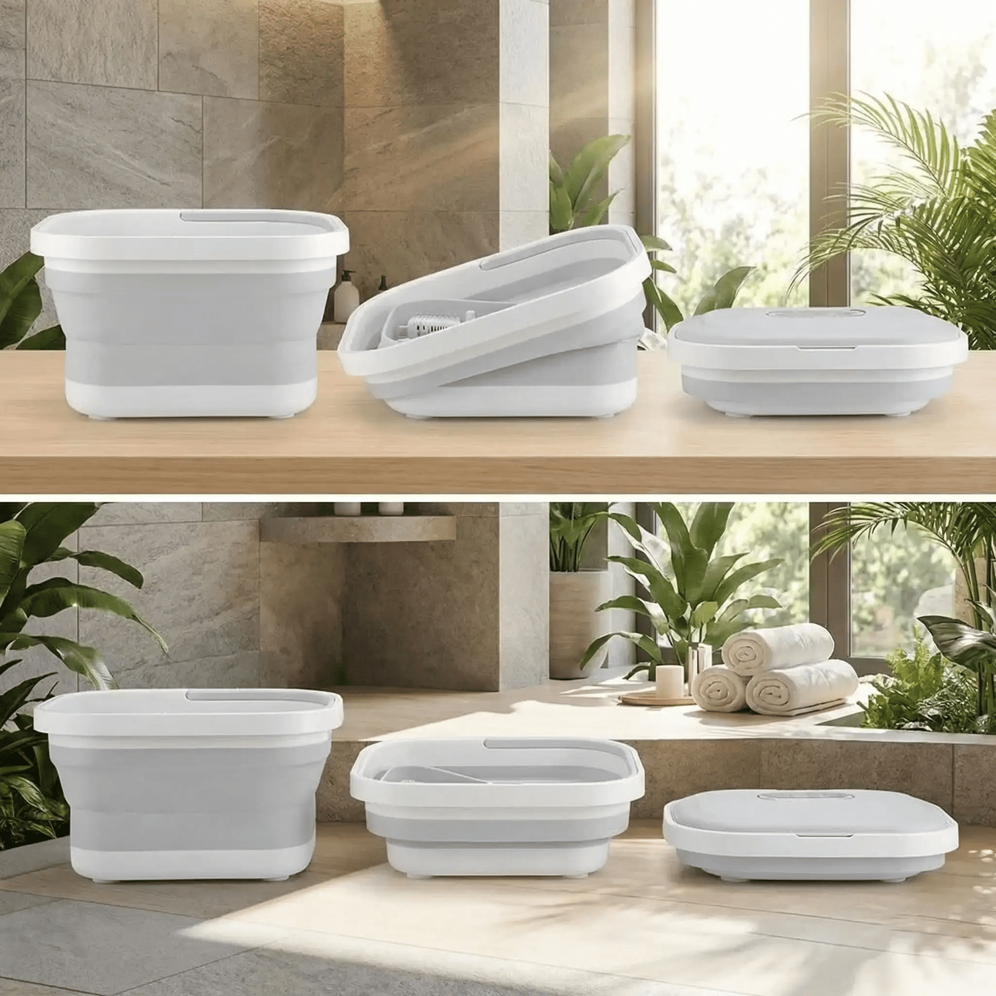 Bain de pied pliable chauffant massant dans spa