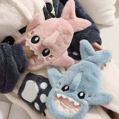 Bouillottes avec housse requin rose bleue en peluche