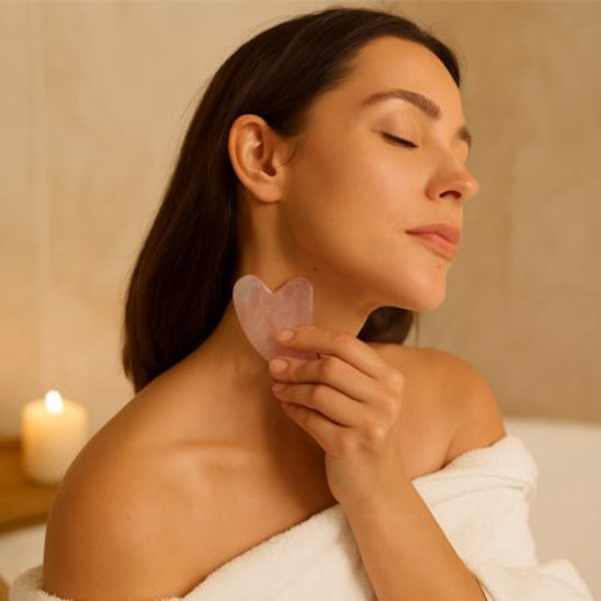 Femme pierre gua sha Authentique visage rose relaxation 