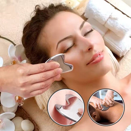 Gua sha en acier rituel ancestral visage