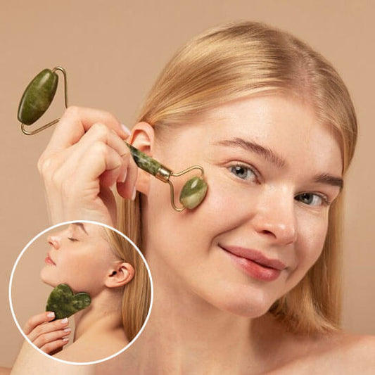 Gua sha, rouleau jade éclat naturel liftign visage