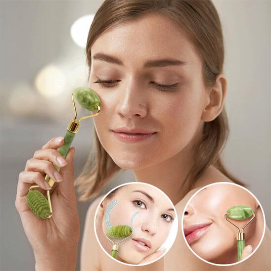 Gua sha rouleau jade Eclat naturel soin visage femme
