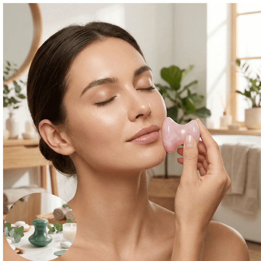 Gua sha visage volcanique avec version verte