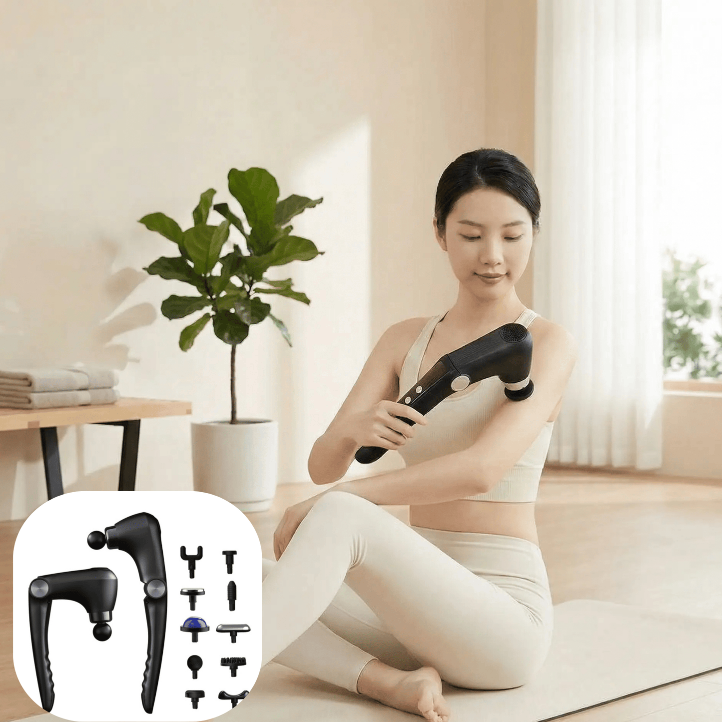 Pistolet de massage, poignée réglable avec 9 têtes