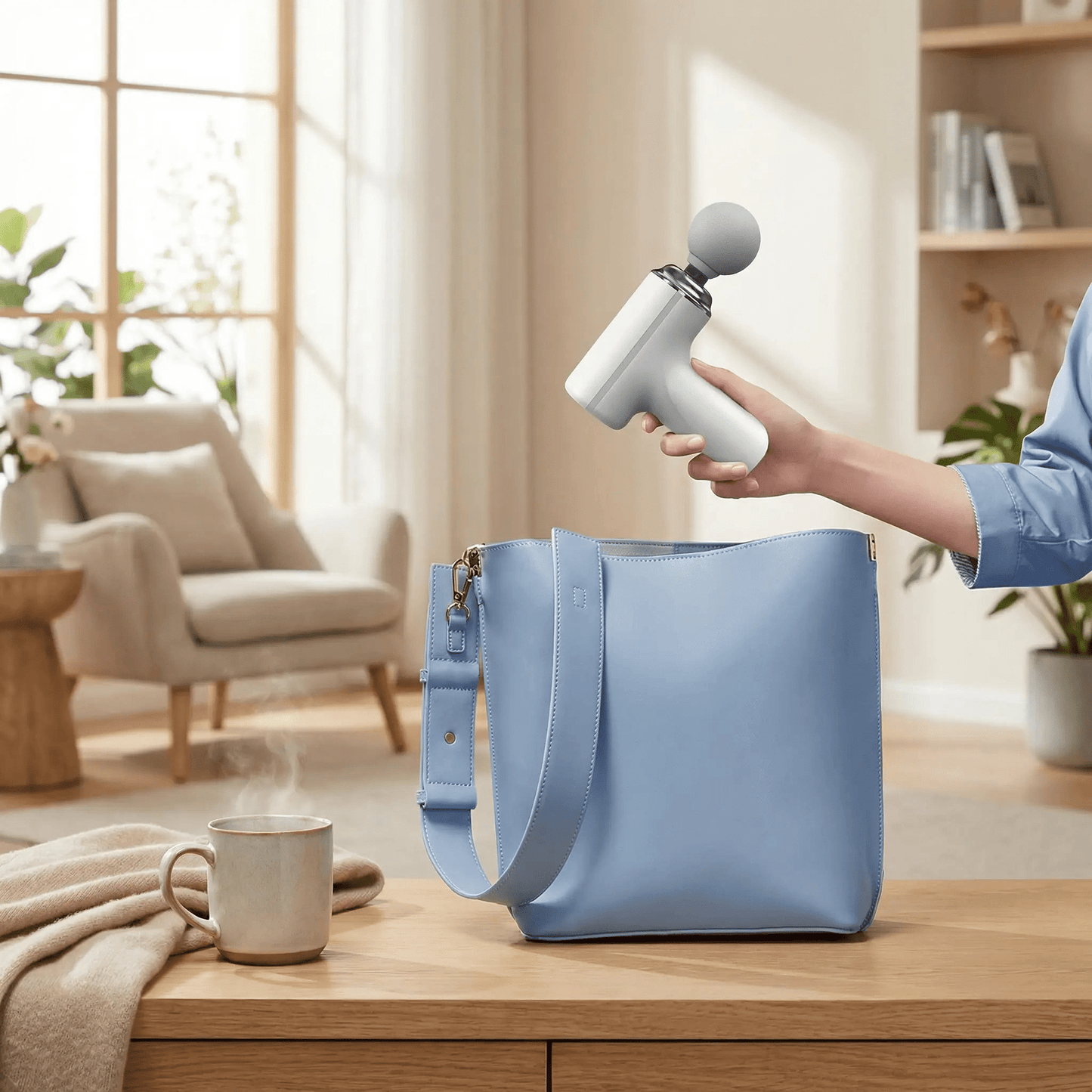 Pistolet massage techrelax sac bleu