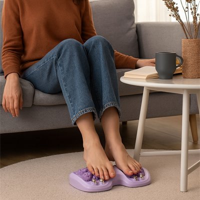 Rouleau de massage pieds relaxation réflexologie plantaire bien-être maison