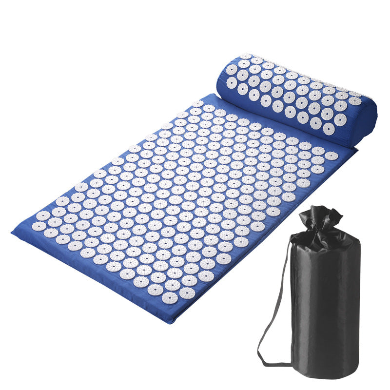 Tapis acupression Soulagezen ensemble
 avec coussin bleu
