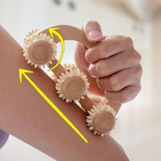 Utilisation rouleau de massage cranté sur bras 