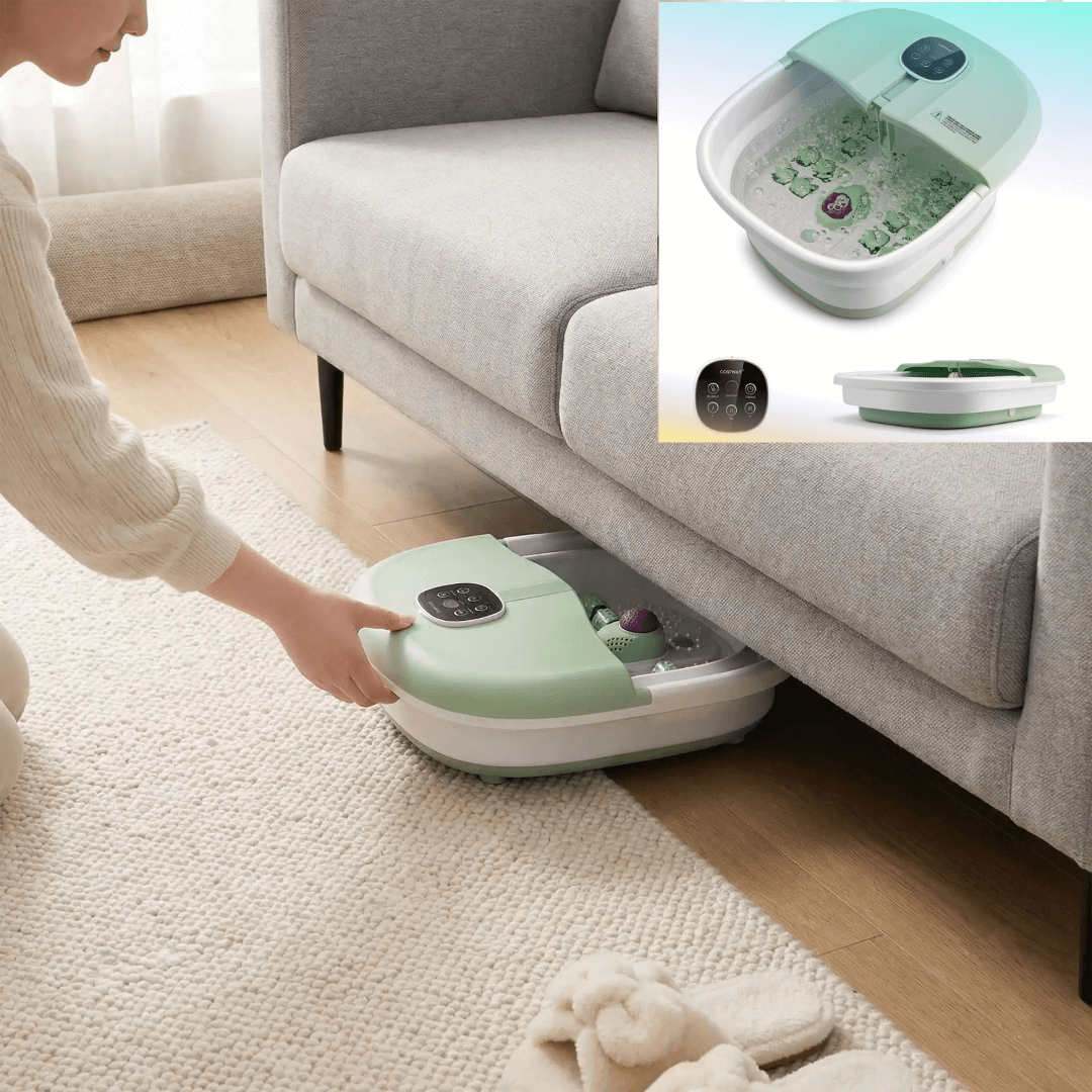 Bain de pied RelaxTherapy pliable chauffant facile à ranger