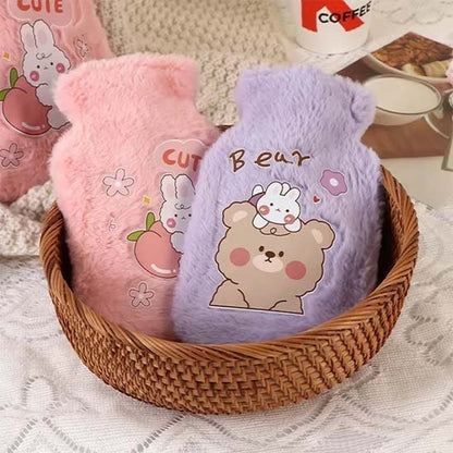 bouillottes rose et violet dans un panier