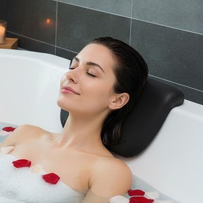 Coussin pour baignoire  noir confort détente dans bain 