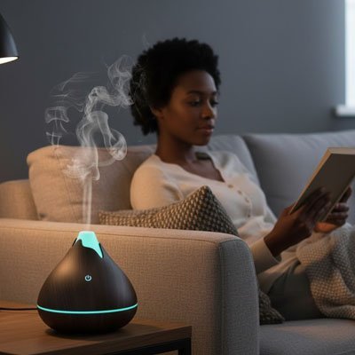 	Diffuseur d'huiles essentielles AromaZen ambiance relaxation salon
