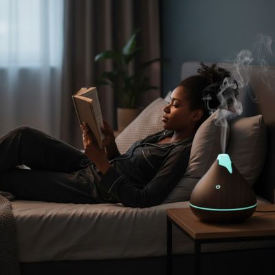 Diffuseur d'huiles essentielles AromaZen utilisation nuit relaxation
