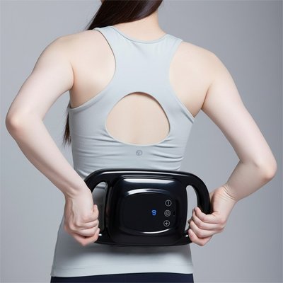 Femme massant dos avec pistolet massage 6 tetes 