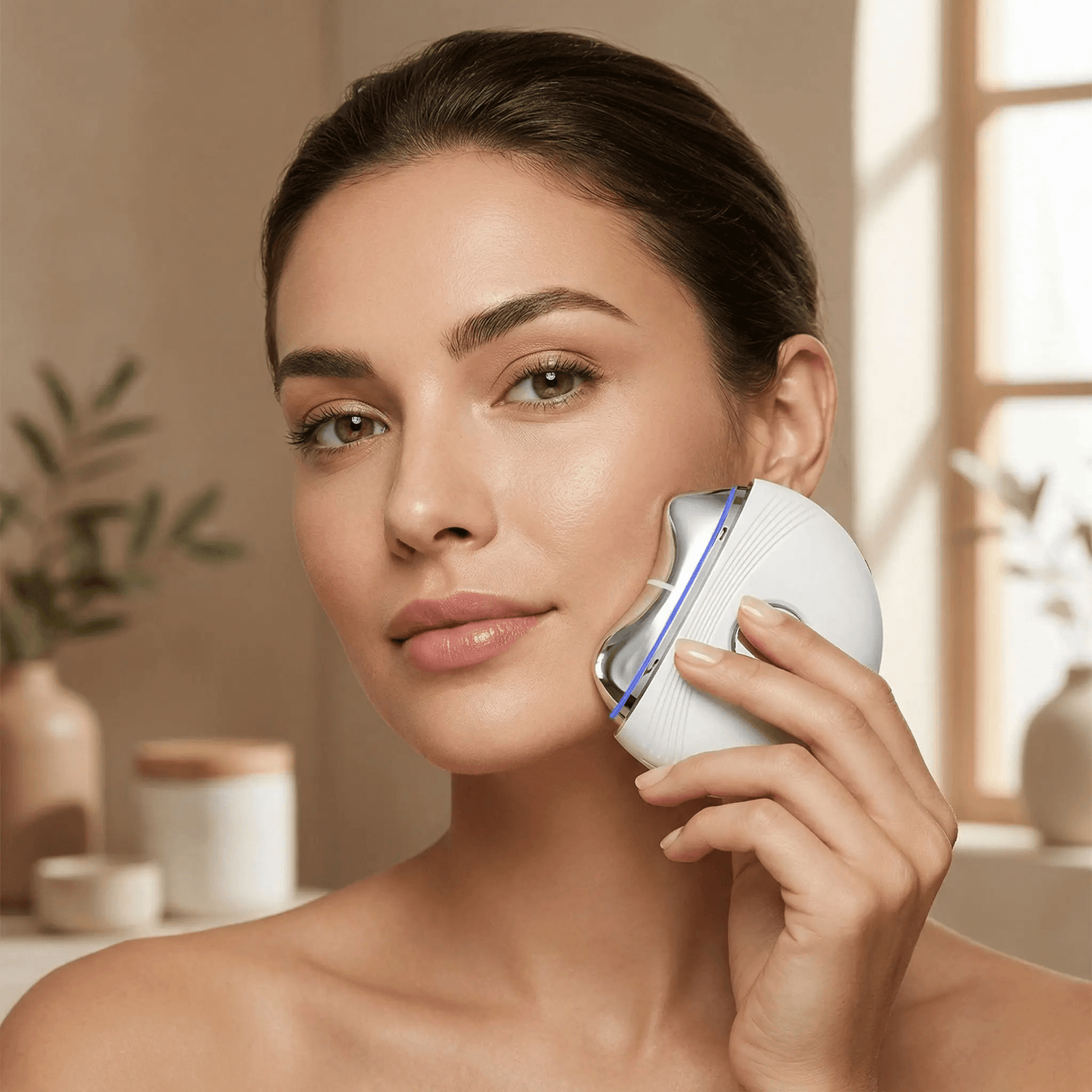 Femme utilisant gua sha électrique liftspa grattage