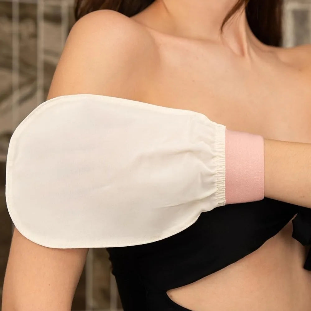 Gant exfoliant pour le corps à texture douce en soie