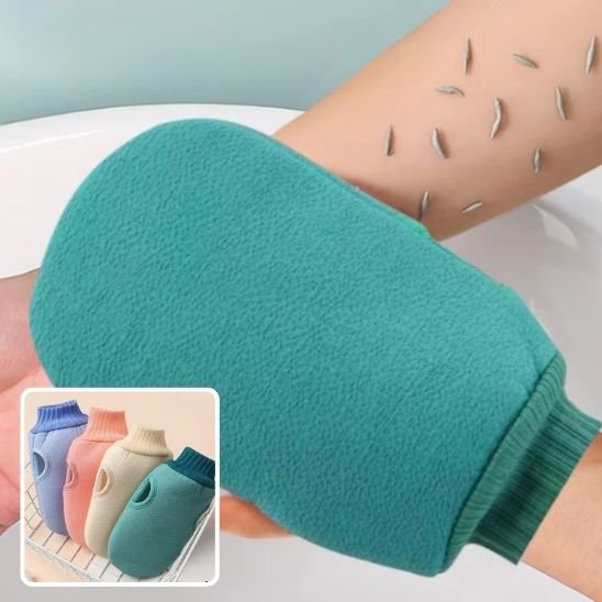Gant exfoliant vert pour nettoyer la peau 