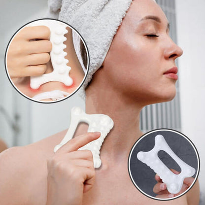 Gua sha eclat ancestral massage cou-planche blanc.