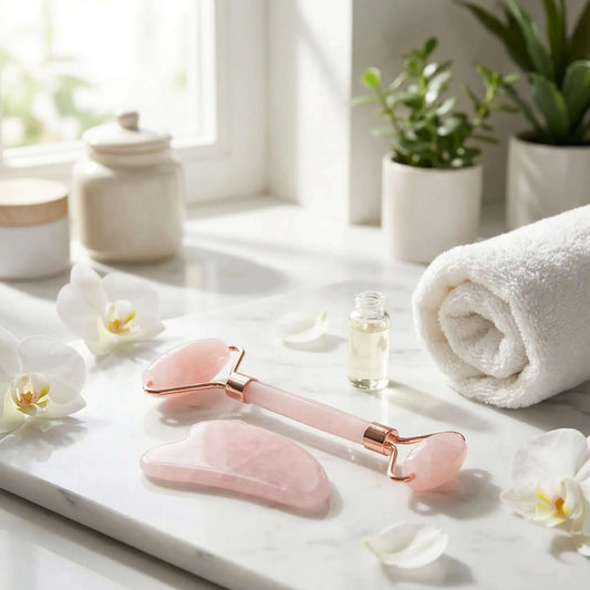 Gua sha et rouleau de jade / Duo soin rouleau avec tête lisse