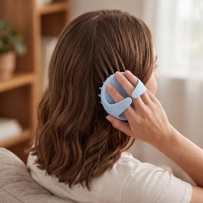  Massage  cuir chevelu​ avec brosse massante cuir chevelu 