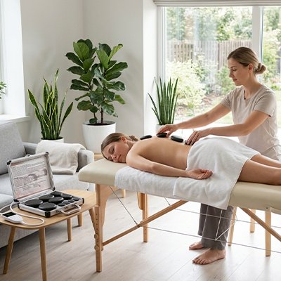  massage dos avec pierre chaude detente corps