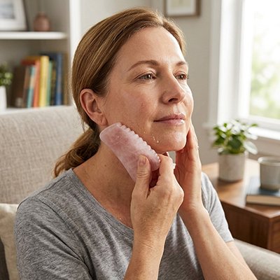  Massage visage gua sha pierre rose dente