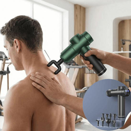 Massage cou avec pistolet masseur récupération musculaire variant noir