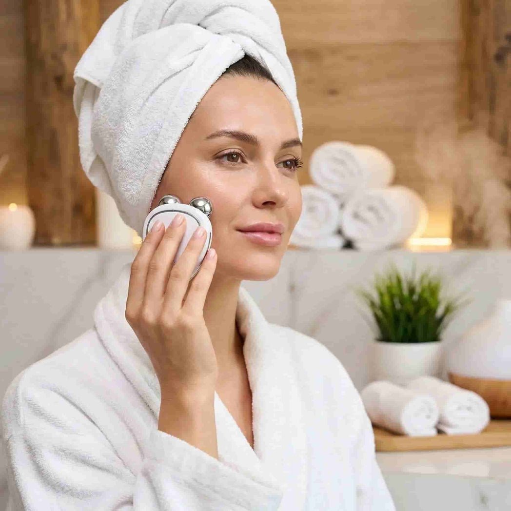 masseur visage haute technologie blanc