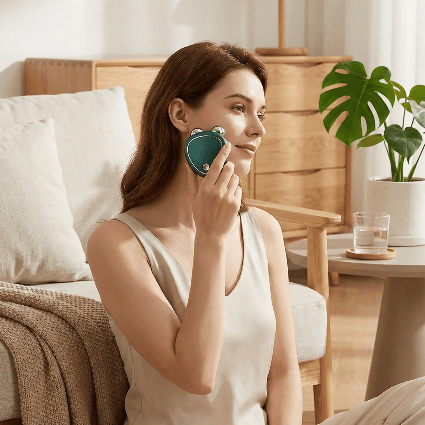 masseur visage haute technologie vert