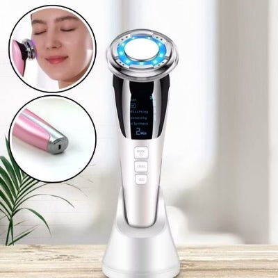 Masseur visage rajeunissant rose avec lumière LED