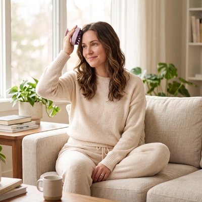 Masssage du cuir chevelu​ avec brosse  cuir chevelu​