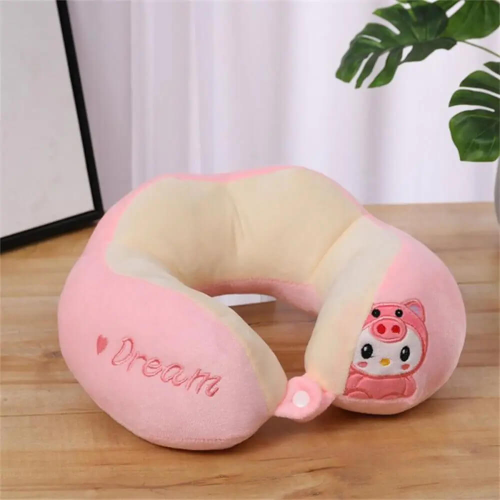 Oreiller cervical de voyage Cochon Rose