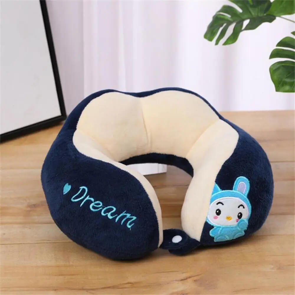 Oreiller cervical peluche Lapin Bleu