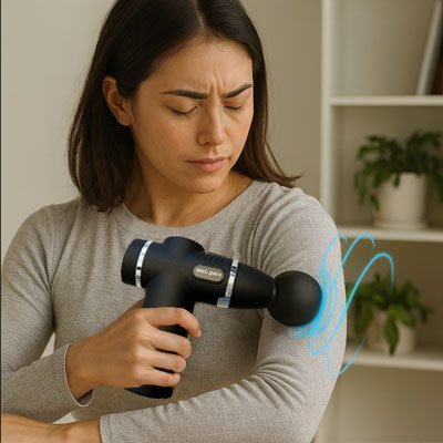 Pistolet de massage mini femme massant bras