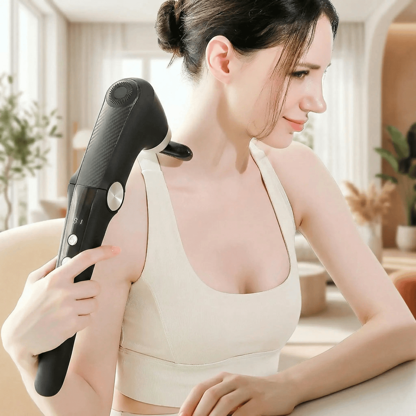 Pistolet de massage, poignée réglable, soulage tension.