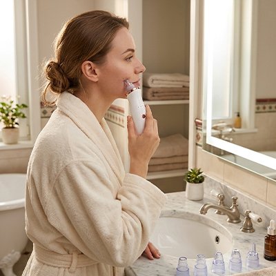 Soin du visage avec aspirateur point noir​ 