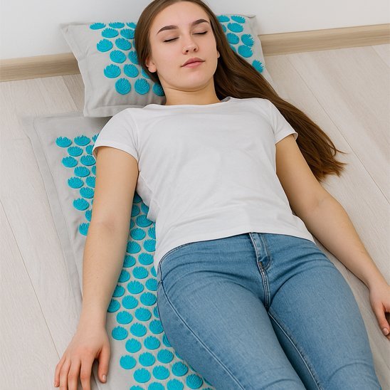 Tapis d'acupression relaxation naturelle bleu 